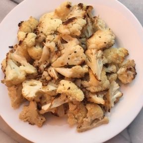 Gluten-free roasted cauliflower on marble